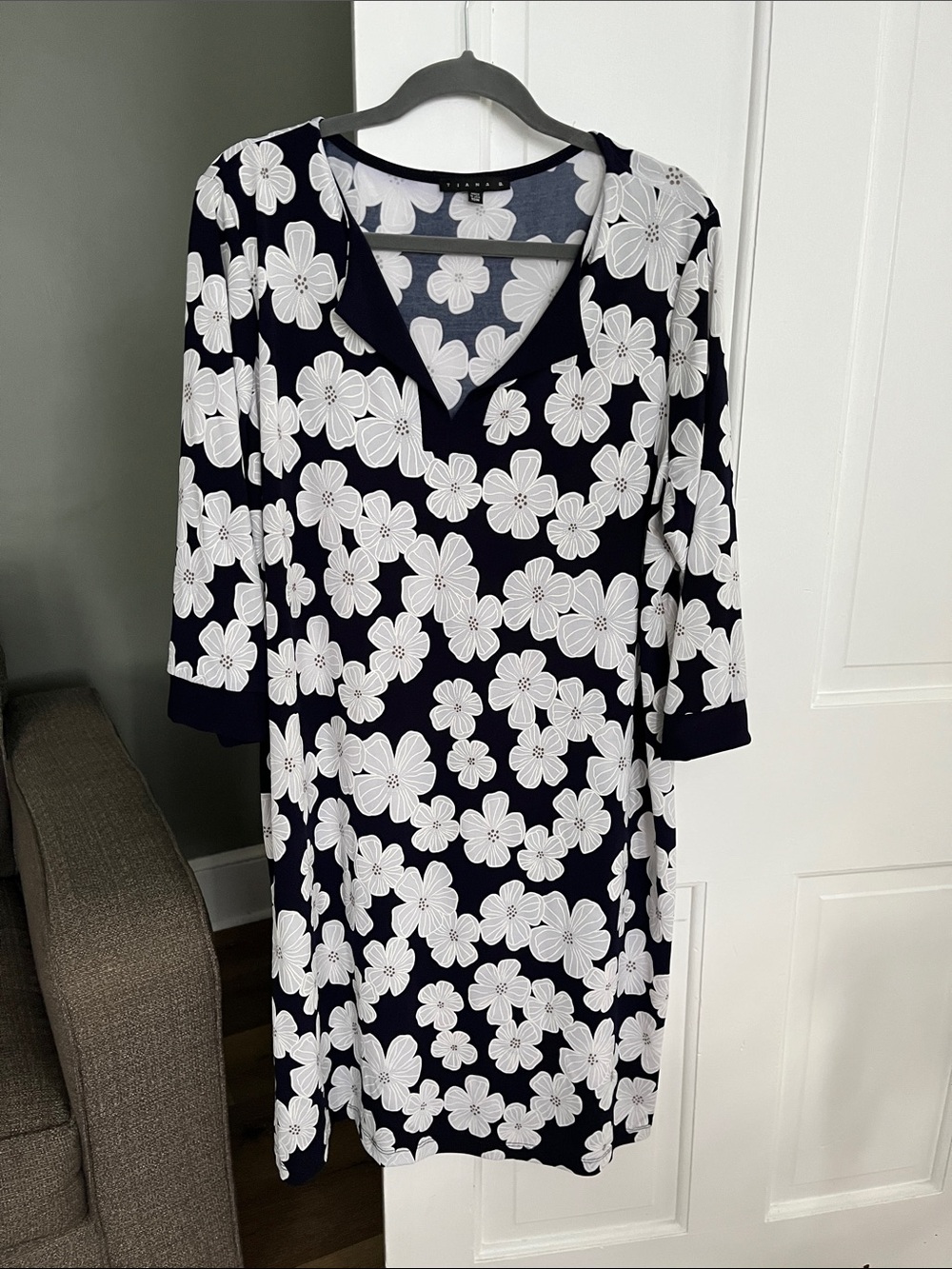 Tiana B. Black White Floral Knit Dress 18W